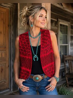 Vintage SILK I.B. Diffusion Beaded Vest Glass Seed Bead Open Front Size 8